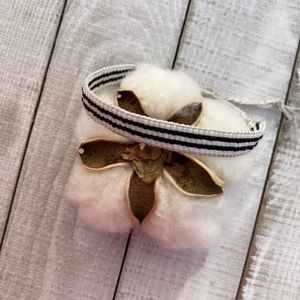 Black and White horizontal stripes- Miyuki Delica bead loom adjustable bracelet